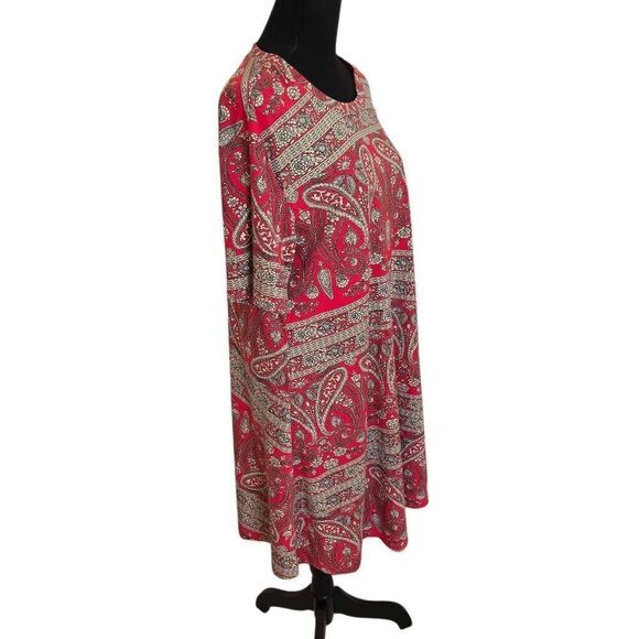 Amazon Womens Red Paisley Short Sleeve Loose Fitting Casual Dress Plus Size 2X - Picture 3 of 8